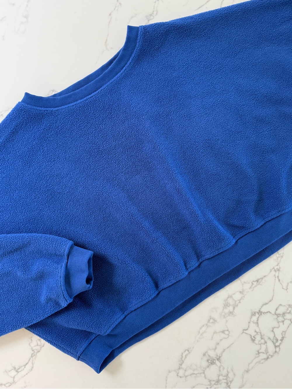 Rhythm Reverse Crewneck Fleece Sweatshirt - Cobalt Blue - Size XS
